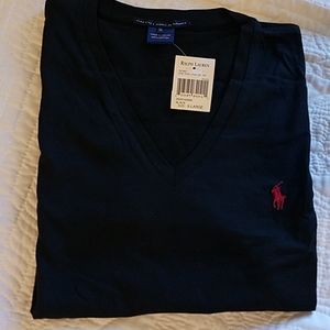 Black V-neck Polo Tshirt - NWT
